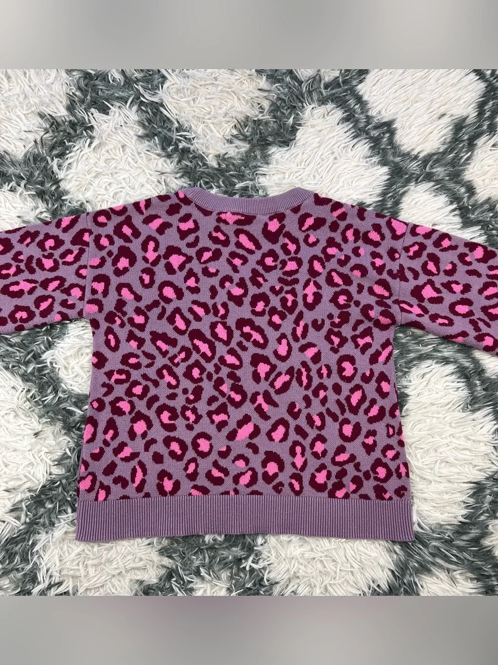 Gap Kids Girl Purple Pink Relaxed Intarsia Sweatshirt Size XXL 14-16